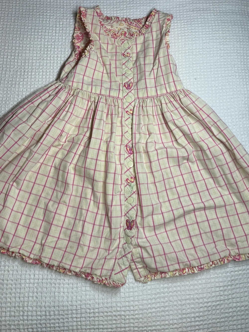 Girls Cream and Pink reversible  Cotton Dress